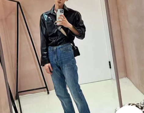 潮牌小众设计紧身喇叭牛仔裤男女同款微喇水洗...