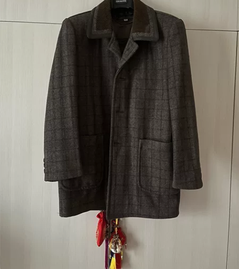 男士格子复古西装外套 轻微起球 胸围61 ...