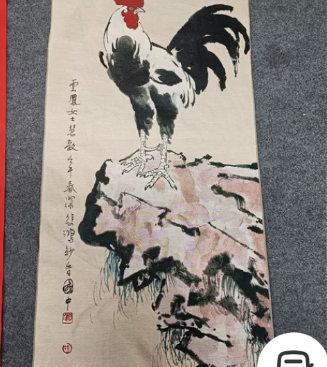(转让)急用钱，着急出，精品公鸡织锦画刺绣...