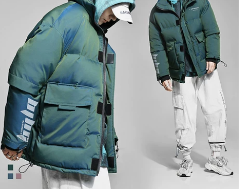 【狂欢价】BJHG冬季渐变棉服男国潮亮面反...