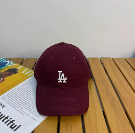 Mlb棒球帽la鸭舌帽cp77酒红色， 感...