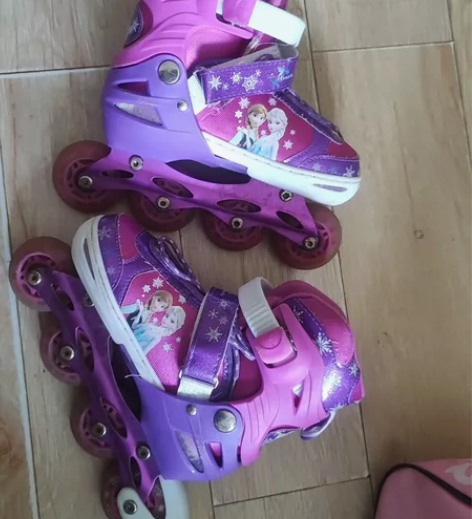 ?包邮！迪士尼儿童紫色溜冰鞋女童31-34...