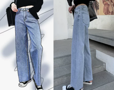 阔腿牛仔裤女2020春季高腰显瘦直筒裤浅色...