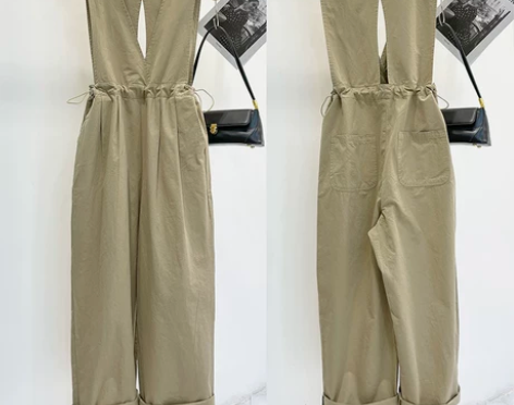 贝拉拉盐系背带裤女春夏薄款直筒大码宽松休闲...