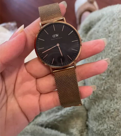 DW手表男女情侣腕表编织钢带时尚简约欧美轻...