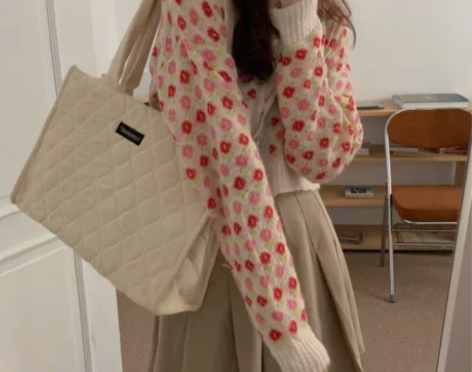 高级感灯芯绒包包女2023新款泡芙单肩托特...