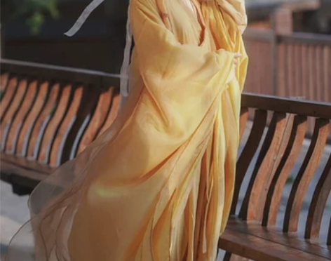 黄色汉服女超仙气飘逸魏晋交领古装大袖衫舞蹈...