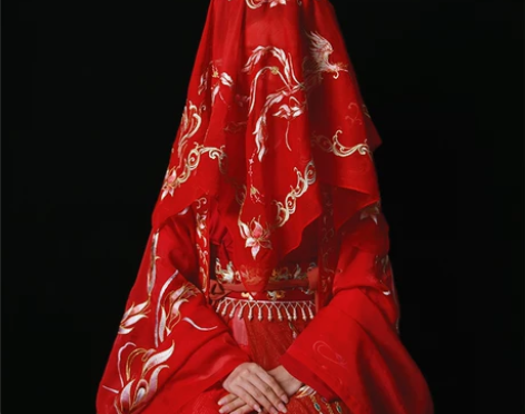 如梦霓裳原创汉服配饰婚服礼服长款百搭凤凰刺...