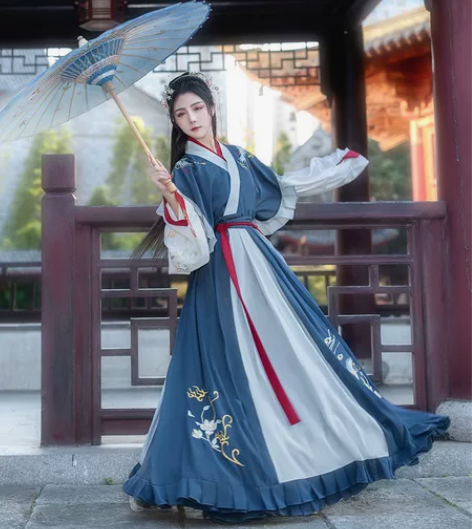 xd出汉服 如梦霓裳汉服女青引晋制交领齐腰...