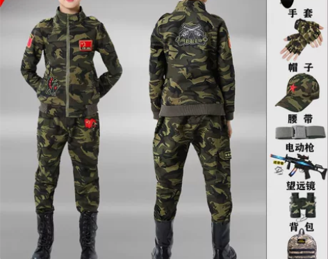 中大男女童军装加绒迷彩服幼儿秋冬小宝宝表演...