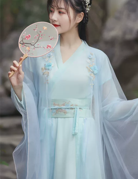 汉服女中国风学生古风淡雅平价白菜套装原创