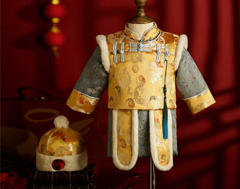 【狂欢价】男童唐装冬季拜年服过年周岁男宝宝...