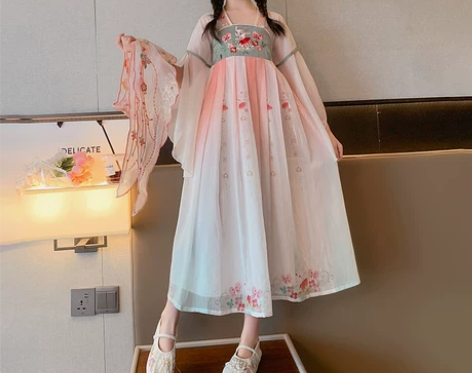 女童汉服裙子2023夏装新款大童女孩中国风...