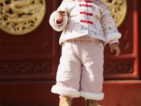 女童汉服古装唐装儿童汉服拜年服 九新,穿了...