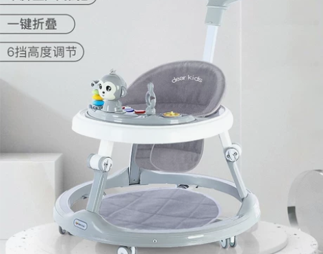 日本樱典婴儿学步车防o型腿可折叠带手推防侧...