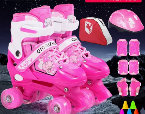 溜冰鞋儿童初学者宝宝双排轮四轮旱冰鞋男童女...