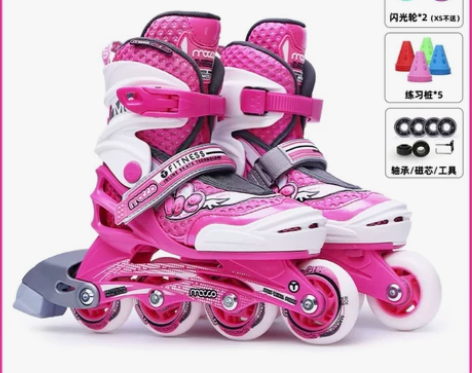 米高溜冰鞋儿童 初学者轮滑鞋单鞋 女可调直...