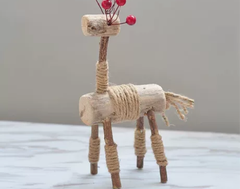 创意民宿森系木质圣诞小鹿摆件北欧家居装饰手...