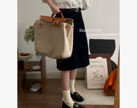 OriginPeculiar韩风复古藏青色...