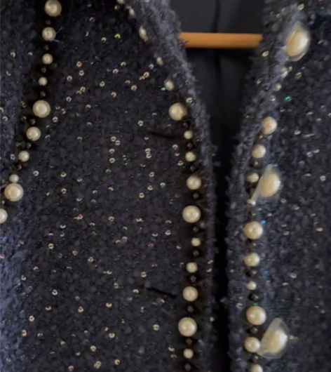 17秋冬闪亮星河订制高级彩色珠片粗呢面料优...