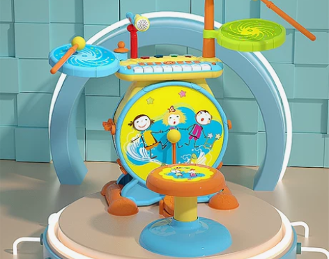 宝丽架子鼓儿童玩具初学者家用2岁3打鼓乐器...