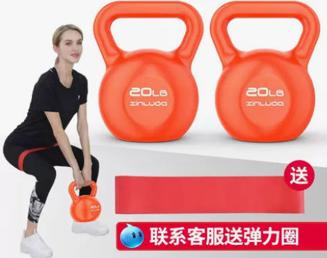 朗威 健身壶铃女性男士家用哑铃竞技浸塑壶铃...
