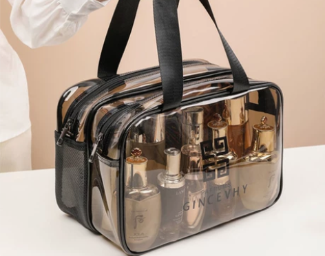 透明化妆包防水干湿分离双层大容量便携洗漱包...