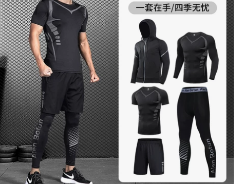运动套装男跑步装备健身房衣服晨跑服篮球体育...