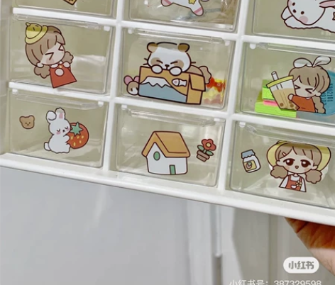 【少女九宫格收纳盒】韩国ins抽屉式透明桌...