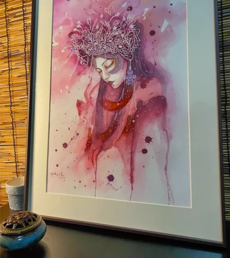 原创手绘中国风戏曲水彩插画 获多福300克...