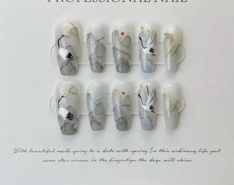 【纯手工实拍】国风穿戴甲 闲云野鹤 中国风...