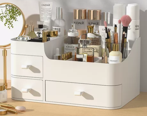 化妆品收纳盒桌面梳妆台护肤品置物架口红整理...