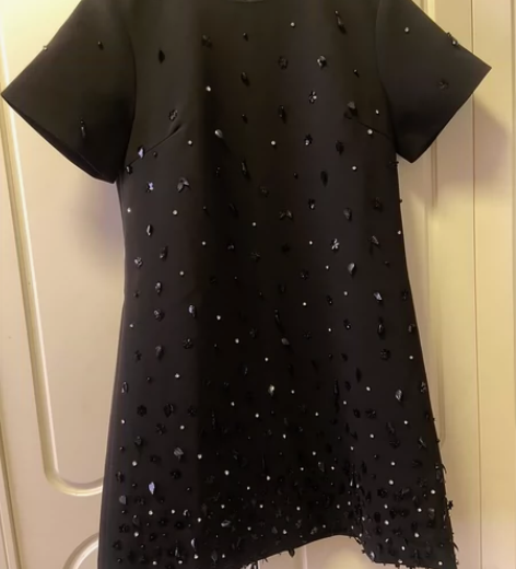 高级成衣定制羊毛粗花呢珍珠水钻荷叶连衣裙外...