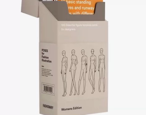 进口100张服装设计手绘练习人体姿势卡Po...