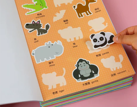 儿童动物贴纸书0-3-6岁2幼儿园宝宝益智...