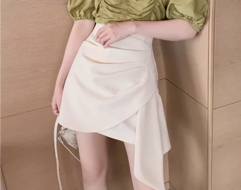 大码不规则白色半身裙女夏设计感小众2023...