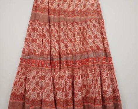 古着vintage森女系图案长步半身大摆a...