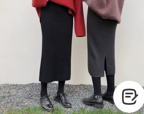 EKOOL加厚开叉针织半身裙包臀裙一步裙中...