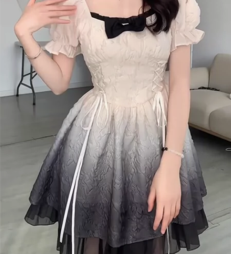 法式泡泡袖连衣裙女夏季新款高级感气质仙女蓬...