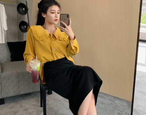 SCM 欧尼半身裙 小宽松的铅笔裙 遮假胯...