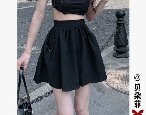 蓬蓬蛋糕半身裙女夏季小个子花苞短裙裤高腰a...