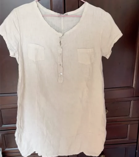 棉麻 米色连衣裙 偏文艺偏日系 国外买回来...