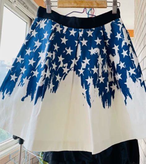 海军风五星牛仔百褶半裙M码 全新仅摘吊牌，...