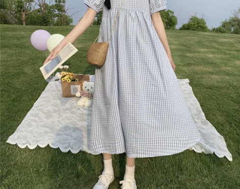 法式桔梗连衣裙女可甜可盐夏温柔风裙子仙女超...