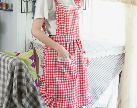 韩版纯棉公主围裙厨房做饭家用防水防油可爱日...