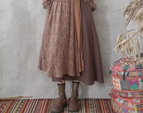 原创复古百搭不规则数码印花半身裙 文艺个性...