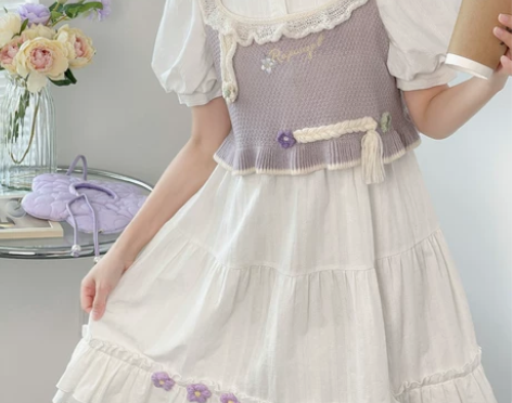 连衣裙长发公主原创森女部落娃娃领小白裙软糯...