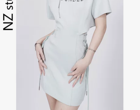 休闲运动风短袖连衣裙女2022年夏季新款收...