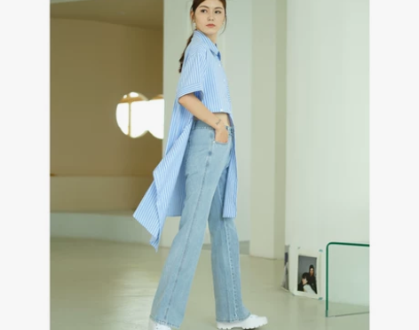 牛仔喇叭裤女裤夏季宽松显瘦高腰复古筒拖地裤...