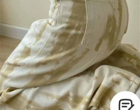 晕染阔腿牛仔裤女宽松高腰显瘦直筒裤胖妹妹大...